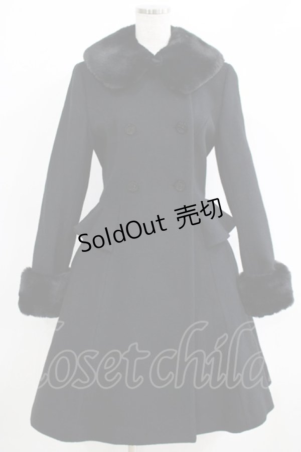 画像1: Moi-meme-Moitie / ファー付きバッスルコート 9号 黒 H-25-06-01-001-MO-CO-KB-ZT-C041 (1)