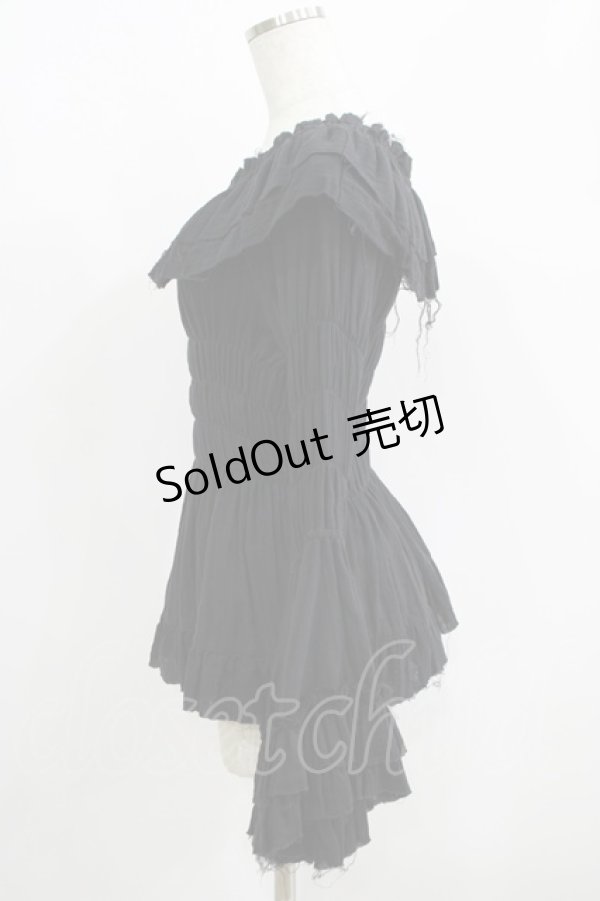 画像2: ATELIER PIERROT / Decay Gauze Blouse  黒 H-25-06-01-030-EL-BL-KB-ZH (2)