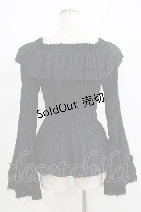 画像3: ATELIER PIERROT / Decay Gauze Blouse  黒 H-25-06-01-030-EL-BL-KB-ZH (3)