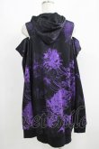 画像3: NieR Clothing / 総柄オフショルZIPパーカー  黒 H-25-06-01-034-PU-TO-KB-ZH (3)