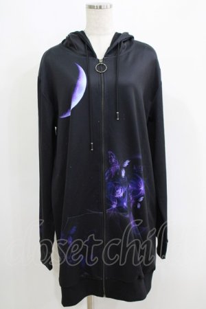 画像: NieR Clothing / プリントZIPパーカー  黒 H-25-06-01-035-PU-TO-KB-ZH