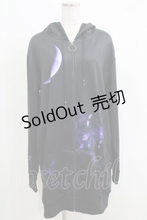 画像: NieR Clothing / プリントZIPパーカー  黒 H-25-06-01-035-PU-TO-KB-ZH
