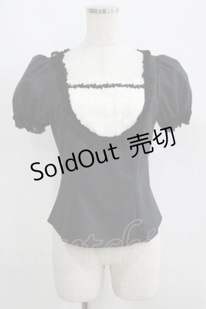 画像: Moi-meme-Moitie / トーションフリルヨークレースブラウス  黒×白 H-25-06-01-040-MO-BL-KB-ZH