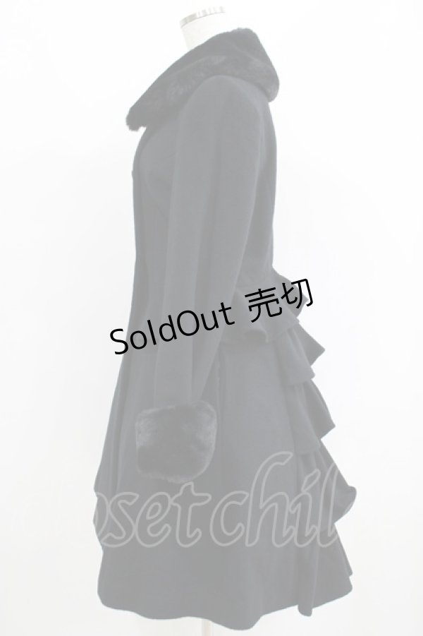 画像2: Moi-meme-Moitie / ファー付きバッスルコート 9号 黒 H-25-06-01-001-MO-CO-KB-ZT-C041 (2)