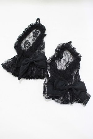 画像: ATELIER PIERROT / レースグローブ　ショート丈　指ぬき  黒 H-25-06-01-053-EL-ZA-KB-ZH