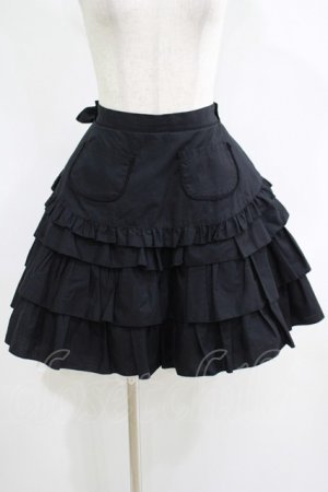 画像: PEACE NOW / ダブルポケットフリルスカート  黒 H-25-06-01-012-PU-SK-KB-ZH