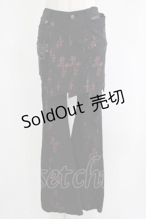 画像: Ozz On / クロスプリントパンツ  黒×赤 H-25-06-01-024-OO-PA-KB-ZH