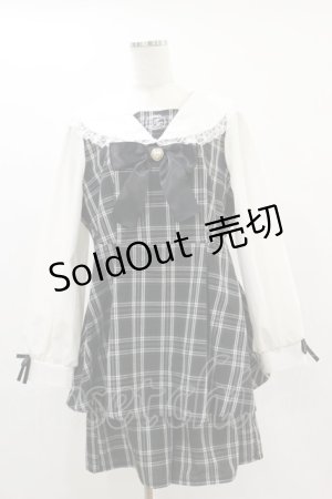 画像: majoretty / チェックセーラーリボンセットアップ 2L ブラック H-25-06-03-057-LO-OP-NS-ZH