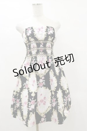 画像: JESUS DIAMANTE / スモッキングベアワンピース 40 オーナメント柄ブラック H-25-06-03-072-JE-OP-NS-ZH