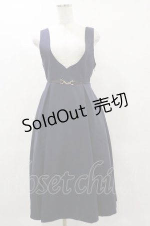 画像: F i.n.t / チェーンビット使いディープVネックジャンパースカート Free NAVY H-25-06-03-075-CA-OP-NS-ZH