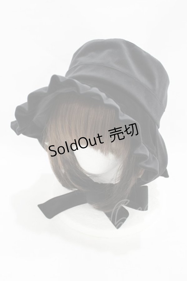画像1: Physical Drop / 別珍フリルハット  ブラック H-25-06-03-1003-LO-AC-NS-ZH (1)