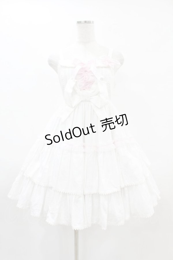 画像1: Angelic Pretty / フラワーバタフライジャンパースカート(コットンピケ) Free オフ H-25-06-03-1022-AP-OP-NS-ZH (1)