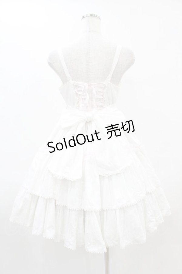 画像2: Angelic Pretty / フラワーバタフライジャンパースカート(コットンピケ) Free オフ H-25-06-03-1022-AP-OP-NS-ZH (2)