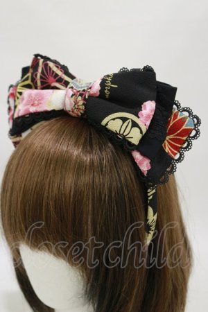 画像: metamorphose / 花鳥風月〜乙女のはなごろも〜リボンカチューシャ  黒紅 H-25-06-03-013-ME-AC-NS-ZH