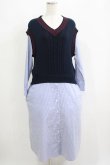 画像1: Jane Marple Dans Le Salon / Tilden vest and stripe trompe-l'oeil dress  ネイビー×ブルー H-25-06-04-001-JM-OP-KB-ZH (1)