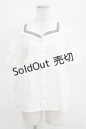 画像: Jane Marple / クラシックマリンカラーのブラウス  ホワイト×ネイビーライン H-25-06-04-030-JM-BL-KB-ZH