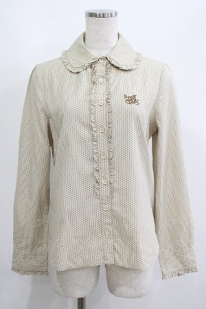 画像: Jane Marple / ロゴ刺繍ドットブラウス  ベージュ H-25-06-04-031-JM-BL-KB-ZH