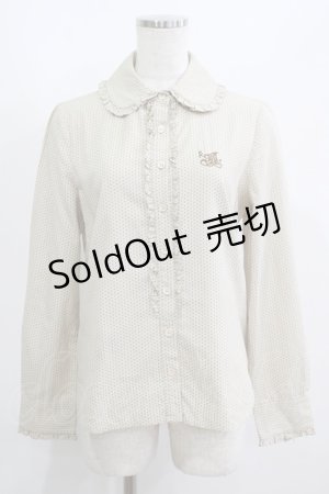 画像: Jane Marple / ロゴ刺繍ドットブラウス  ベージュ H-25-06-04-031-JM-BL-KB-ZH