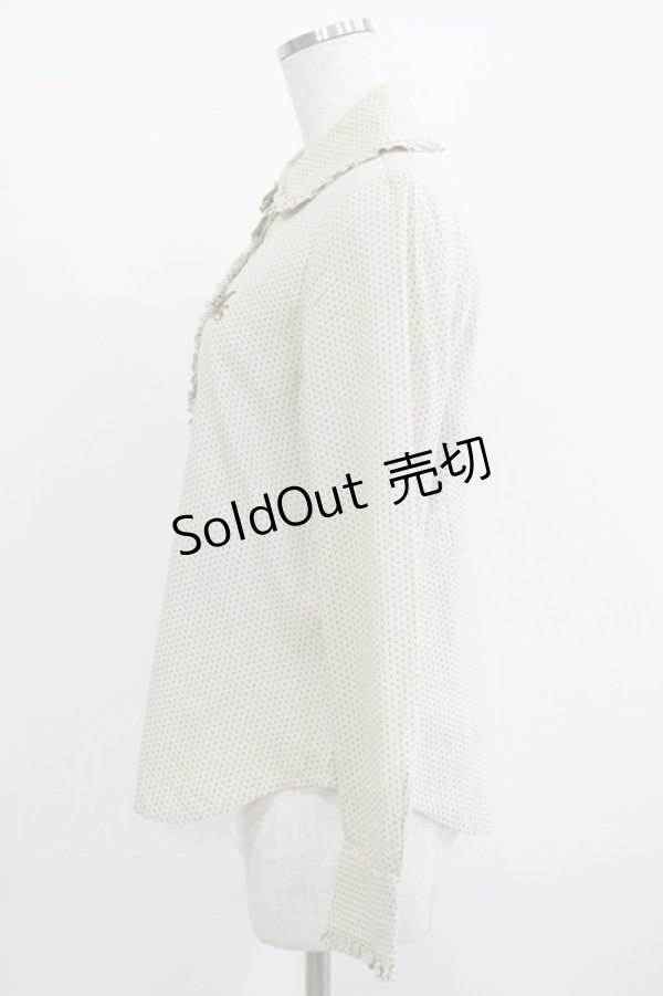 画像2: Jane Marple / ロゴ刺繍ドットブラウス  ベージュ H-25-06-04-031-JM-BL-KB-ZH (2)