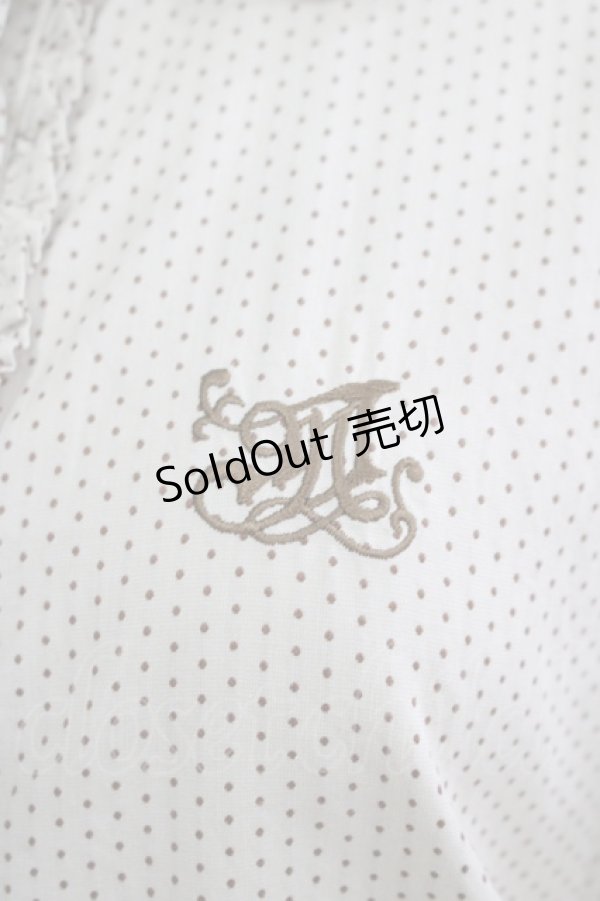 画像4: Jane Marple / ロゴ刺繍ドットブラウス  ベージュ H-25-06-04-031-JM-BL-KB-ZH (4)