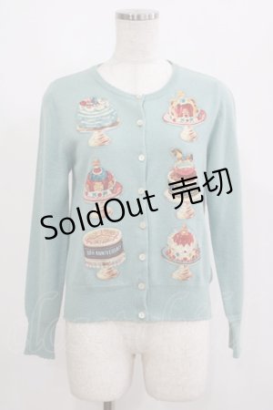 画像: Jane Marple / アニバーサリーケーキのデコパージュカーディガン  ブルーグレー H-25-06-04-038-JM-TO-KB-ZH