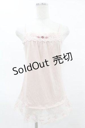 画像: axes femme / 巻きバラ付きロングキャミ M ピンク H-25-06-04-1049-AX-TO-NS-ZH