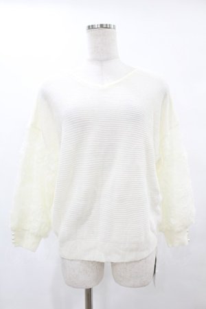 画像: axes femme / 袖レースVネックニット M オフ H-25-06-04-1051-AX-TO-NS-ZH
