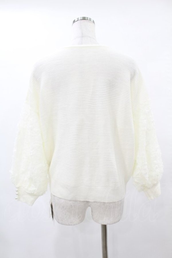 画像2: axes femme / 袖レースVネックニット M オフ H-25-06-04-1051-AX-TO-NS-ZH (2)