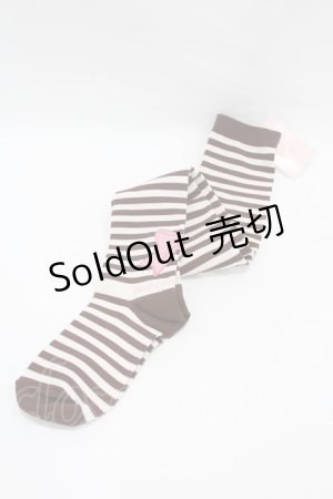 画像: metamorphose / ミニボーダーオーバーニー  ブラウン H-25-06-04-1006-ME-ZA-NS-ZH