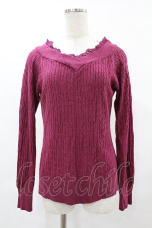 画像: axes femme / Vネックニットプルオーバー M ピンク H-25-06-04-1058-AX-TO-NS-ZH