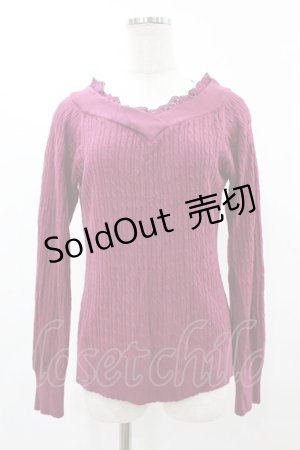 画像: axes femme / Vネックニットプルオーバー M ピンク H-25-06-04-1058-AX-TO-NS-ZH