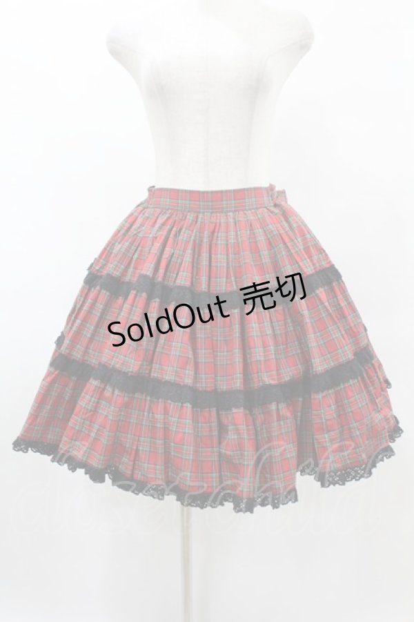 画像1: metamorphose / チェック三段ティアードスカート Free レッド H-25-06-04-1011-ME-SK-NS-ZH (1)