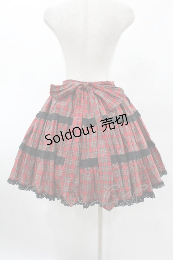 画像2: metamorphose / チェック三段ティアードスカート Free レッド H-25-06-04-1011-ME-SK-NS-ZH (2)