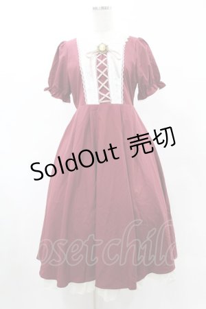 画像: axes femme / 襟レースブロッキングワンピース M ワイン H-25-06-04-1012-AX-OP-NS-ZH