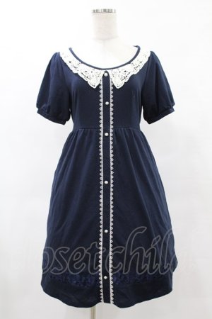 画像: axes femme POETIQUE / 裾レース切替ニットチュニ M ネイビー H-25-06-04-1019-AX-OP-NS-ZH