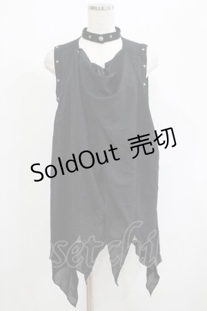 画像: ALGONQUINS / チョーカー付きレイヤードベスト F 黒 H-25-06-04-048-AL-TO-KB-ZH