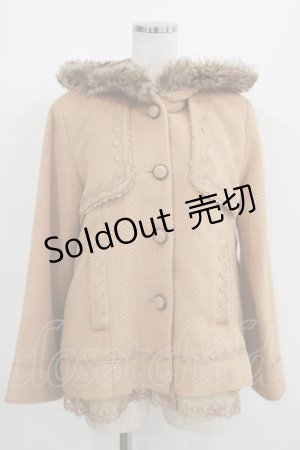 画像: axes femme / ファートリムフードバックフリルコート M キャメル H-25-06-05-037-AX-CO-NS-ZH