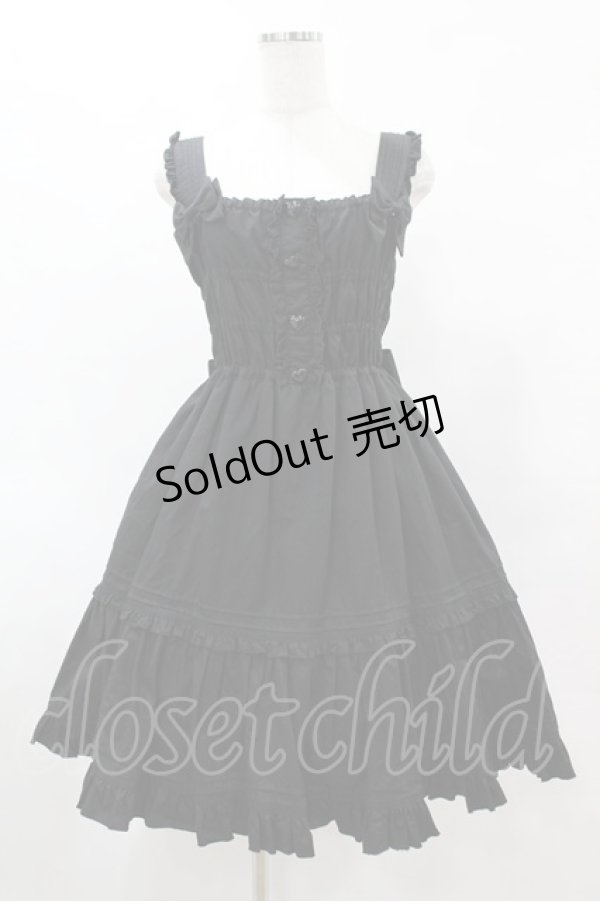 画像1: metamorphose / シャーリングジャンパースカート Free ブラック H-25-06-05-1031-ME-OP-NS-ZH (1)