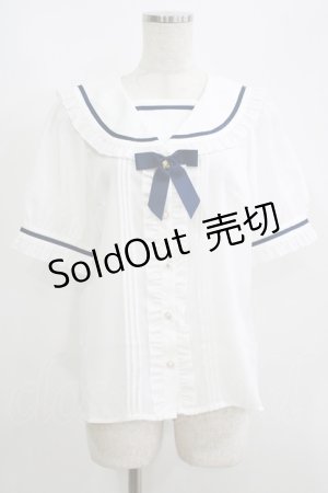 画像: Amavel / Dreaming Ribbonフリルセーラーブラウス Free オフ/ネイビー H-25-06-05-056-CA-BL-NS-ZH