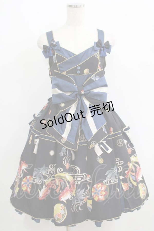 画像1: metamorphose / 乙女の白昼夢タックジャンパースカート Free ブラック H-25-06-05-010-ME-OP-NS-ZH (1)