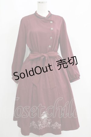 画像: axes femme / フラワー刺繍連釦ワンピース M ボルドー H-25-06-05-015-AX-OP-NS-ZH