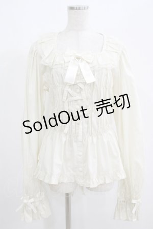 画像: metamorphose / 【プラスサイズ】無地スクエアあき長袖ブラウス プラスサイズ アイボリー H-25-06-06-040-ME-BL-NS-ZH