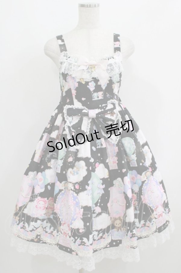 画像1: BABY,THE STARS SHINE BRIGHT / くみゃちゃんのふわふわお空でTea Party柄ジャンパースカートII Free ブラック H-25-06-06-004-BA-OP-NS-ZH (1)