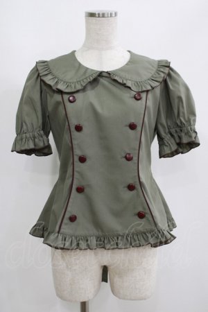画像: metamorphose / Little Nurse 半袖ブラウス サイズ1 カーキ H-25-06-06-041-ME-BL-NS-ZH