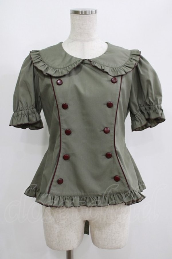 画像1: metamorphose / Little Nurse 半袖ブラウス サイズ1 カーキ H-25-06-06-041-ME-BL-NS-ZH (1)