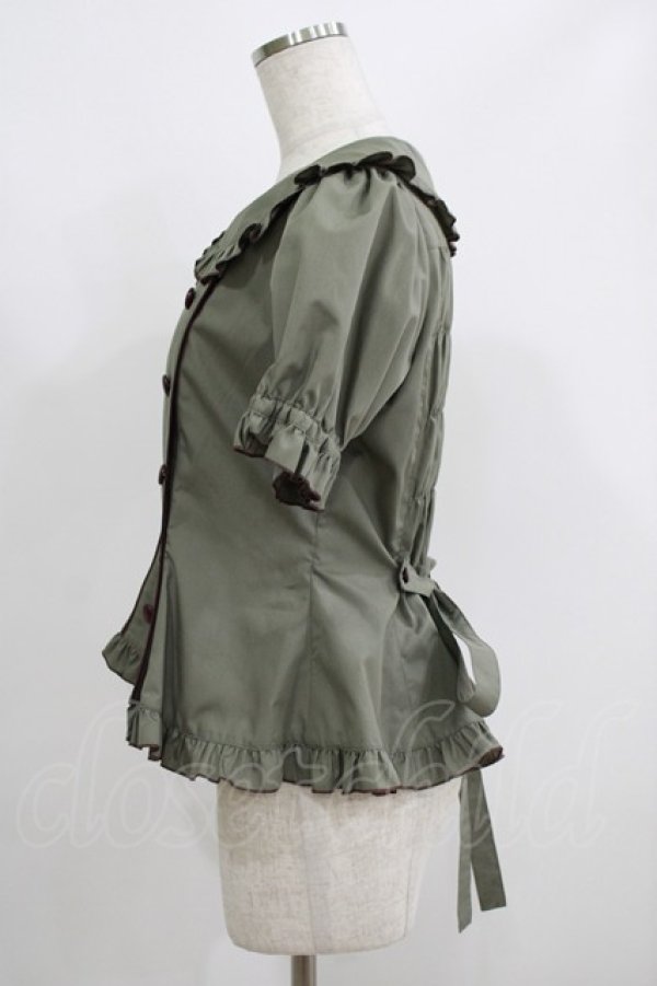 画像2: metamorphose / Little Nurse 半袖ブラウス サイズ1 カーキ H-25-06-06-041-ME-BL-NS-ZH (2)