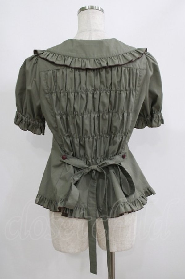 画像3: metamorphose / Little Nurse 半袖ブラウス サイズ1 カーキ H-25-06-06-041-ME-BL-NS-ZH (3)