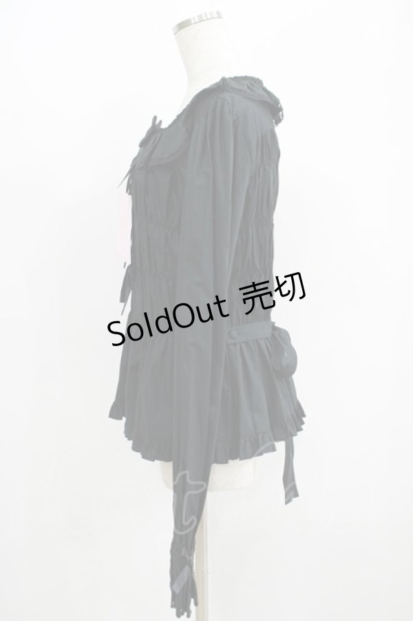 画像2: metamorphose / 【プラスサイズ】無地スクエアあき長袖ブラウス プラスサイズ ブラック H-25-06-06-043-ME-BL-NS-ZH (2)
