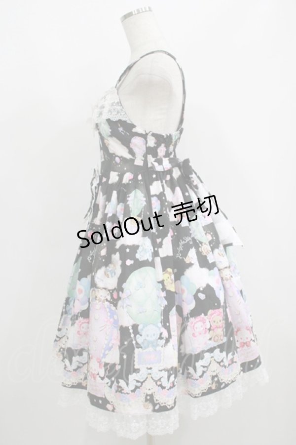 画像2: BABY,THE STARS SHINE BRIGHT / くみゃちゃんのふわふわお空でTea Party柄ジャンパースカートII Free ブラック H-25-06-06-004-BA-OP-NS-ZH (2)