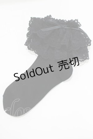 画像: metamorphose / ラッセルレースクルーソックス  ブラック H-25-06-06-055-ME-ZA-NS-ZH